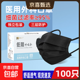 【大牌平替】医用口罩莫兰迪色过敏防风防尘时尚独立包装50只盒装 黑色【独立包装】100只