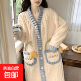 睡裙女秋冬季珊瑚绒2026新款加厚保暖睡袍中长款甜美家居服可外穿 乳白色 RQ008 均码