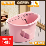 儿童泡澡桶儿童洗澡盆宝宝游泳浴桶可坐家用大号沐浴桶 小号粉色+礼包0~3岁