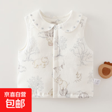 婴儿马甲春秋冬外穿新生儿3个月宝宝儿童夹棉背心男女童保暖坎肩 林间小象60克薄棉马甲 73