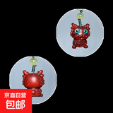 绿檀可爱动物吊坠DIY钥匙扣手机链书包挂件夜光饰品檀香木挂饰 高密紫檀福龙(25x20mm)