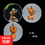 绿檀可爱动物吊坠DIY钥匙扣手机链书包挂件夜光饰品檀香木挂饰 绿檀小鹿(35x25x15mm)
