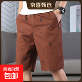 【纯棉五分】五分花短裤男2025夏季直筒舒适透气中青年 589咖啡色 XL