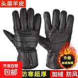真皮牛皮手套男骑行王大码防风防寒滑雪骑车保暖加绒加厚冬季手套 羊皮大码手套