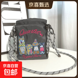 日系ins百搭刺绣束口小方包手机包女时尚尼龙包高级感单肩斜跨包 灰色柴犬斜挎包/ 均码