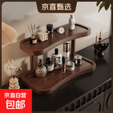 化妆品收纳架桌面香水口红置物架全竹复古梳妆台护肤品首饰储物架 【双层置物】 2层 32*15*19cm