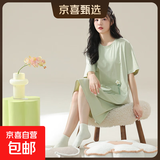 睡裙女夏季纯棉女士短袖睡衣女款夏天2025新款连衣裙宽松孕妇可穿 Z627 2XL