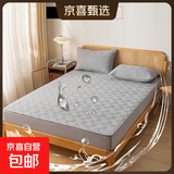 A类防水隔尿床笠单件夹棉加厚席梦思床垫保护罩防尘床单床罩床套 【防水款 】A类母婴级回行格浅灰 床笠单件180x200cm》30cm内床垫