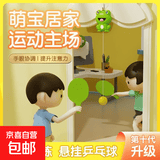 悬挂式乒乓球儿童训练器亲子互动室内手眼协调锻炼球拍类益智玩具 青蛙款【5球+2拍+青蛙挂件】