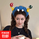 美发工具搞怪可爱蘑菇发箍女高颅顶洗脸头箍高级感洋气时尚创意 红绿蘑菇大眼仔蓝色海绵发箍