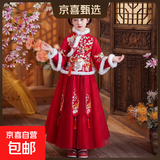 女童汉服连衣裙冬款拜年服中国风新款古装过年冬季儿童新年服唐装 2057酒红色套装 110 码身高95-108体重适合25-32斤