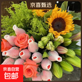 AB级混搭玫瑰花束云南基地直发鲜花组合七夕节送闺蜜女朋友礼物 玫瑰5枝送5枝+百合6朵+向日葵2枝+随机配草