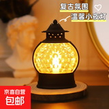 【露营灯】创意复古手提小夜灯网红迷你氛围小马灯桌面摆拍油灯 蜂窝手提小夜灯【黑色1个】