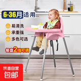 新款婴儿宝宝餐椅0-4岁家用高脚座椅吃饭喂养椅儿童椅饭店椅bb凳 【粉红色】儿童餐椅-高低可调