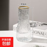 特大号玻璃花瓶桌面插花水养鲜花富贵竹高花瓶ins风客厅装饰摆件 【17高透明描金】小号锥桶水波纹