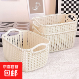 仿藤编桌面收纳篮衣物厨房零食收纳筐浴室洗澡小篮子 文具钥匙放置篮 一个装（颜色随机）