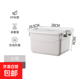 京东物流 手提收纳箱带盖储物盒加厚塑料整理箱车载家用玩具收纳 浅灰色 小号 28*19.5*16cm