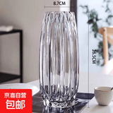 北欧轻奢玻璃花瓶透明客厅高级感插花水养鲜花装饰精致花器摆件 【27烟灰】璀璨花瓶