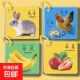 动物卡片早教认知书一岁益智婴儿幼看图识物蔬菜水果认物书 安全材质2盒装【动物+水果】