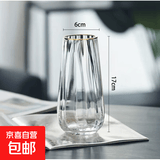 轻奢玻璃花瓶高级感摆件客厅插花透明水养鲜花专用百合玫瑰餐桌 【17高透明描金】水滴花瓶