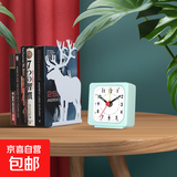 电子小闹钟学生用专用闹铃简约极简桌面时钟儿童男女孩起床神器 薄荷绿小闹钟【静音机芯 送电池