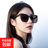 墨镜女2025新款高级感大脸显瘦太阳镜男防紫外线防晒遮阳开车眼镜 黑框黑灰片 单眼镜-无配件