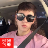 网红GM同款大脸显瘦男女墨镜网红街拍非偏光太阳眼镜紫外线潮流框 A款【男女通用】黑色