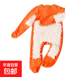 秋冬儿童婴儿纯棉连体衣长袖爬服衣服连体衣衣服睡衣 桔红色 包手包脚 90cm