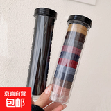 新款罐装高马尾头绳扎头发绳女生发圈高弹力耐用橡皮筋皮套头饰 2罐40根【黑+莫兰迪】