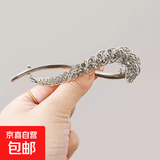 高级感时尚头发夹子女后脑勺盘发一字夹发卡气质扭头头饰发饰 金色水钻扭扭夹【1个装】