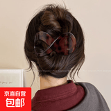 韩系豹纹八字形发夹女2026新款后脑勺盘发不硌头抓夹 1#琥珀色约9cm