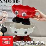 春节水果盘干湿两用客厅茶几卡通果盘家用沥水高颜值创意大眼果盘 大眼水果盘-随机色1个