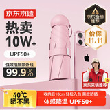 京东京造 小布丁 初荷粉太阳伞女防紫外线便携五折遮阳伞防晒晴雨折叠伞