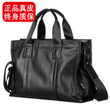 澳懿真皮手提包大容量男包商务公文包头层牛皮男士牛皮包包男士电脑包 黑色【经典款】 大号可装电脑15.6英寸