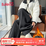 班尼路（Baleno）灯芯绒直筒裤女2025秋冬季新款加绒加厚保暖窄版高腰阔腿休闲长裤