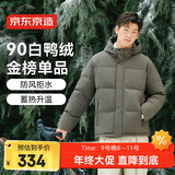京东京造羽绒服男鸭绒加厚防寒工装面包服短款冬季外套衣服 橄榄绿 L