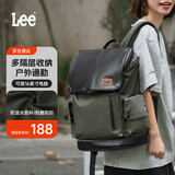 Lee户外双肩包男登山旅行包大容量背包女学生书包16寸电脑包 墨绿色
