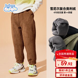 班尼路儿童裤子冬季2025款中大童一体绒休闲裤男女童灯芯绒加绒束脚长裤