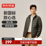 京东京造【air+零压羽绒】轻薄羽绒服男外套冬立领90鸭绒 橄榄绿L