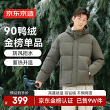 京东京造羽绒服男鸭绒加厚防寒工装面包服短款冬季外套衣服 橄榄绿 2XL