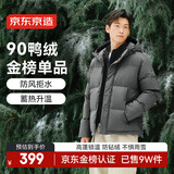 京东京造羽绒服男鸭绒加厚防寒工装面包服短款冬季外套衣服 灰色 3XL