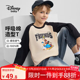 迪士尼（DISNEY）男童棉质长袖T恤儿中大童撞色吸汗打底衫上衣25春DB431AE01米140