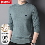 恒源祥100%羊毛衫男士针织衫纯色半高领毛衣15001006 浅绿 185/100A 