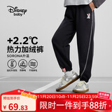 迪士尼（DISNEY）童装儿童女童加绒针织分割长裤时尚洋气裤子24冬DB441AA12黑140