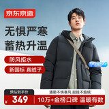 京东京造羽绒服男鸭绒加厚防寒工装面包服短款冬季外套衣服 黑色 3XL