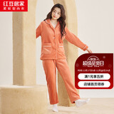 红豆居家【秋上新】秋冬加绒加厚保暖珊瑚绒女士家居服女睡衣