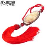 福安阁 diy原色千眼菩提子雕刻手把件挂件个性吊坠车挂/个 双面弥勒流苏款 长约70mm左右