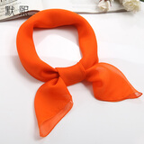 默熙100%桑蚕丝纯色小方巾女春秋百搭真丝丝巾韩国装饰文艺纱巾薄款夏季防风防晒桑蚕丝围巾 橘色 65X65cm