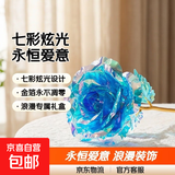 【限时优惠】七彩炫光玫瑰花彩金母亲节七夕送老婆女友生日礼物 金箔玫瑰-彩金蓝-1枝装 【送它一朵永不凋零的爱意玫瑰】