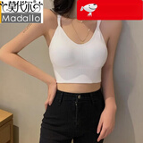莫代尔夏季美背文胸一体抹胸防震运动内衣女吊带打底衫性感外穿背心上衣 开心白 L 适合110-130斤
